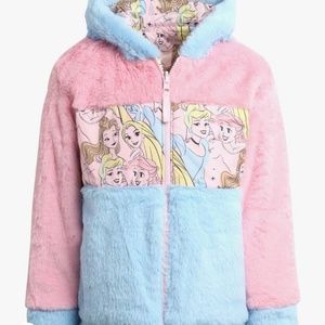 Disney Girls’ Princess Reversible Jacket – Quilted Hooded Windbreaker Puffer